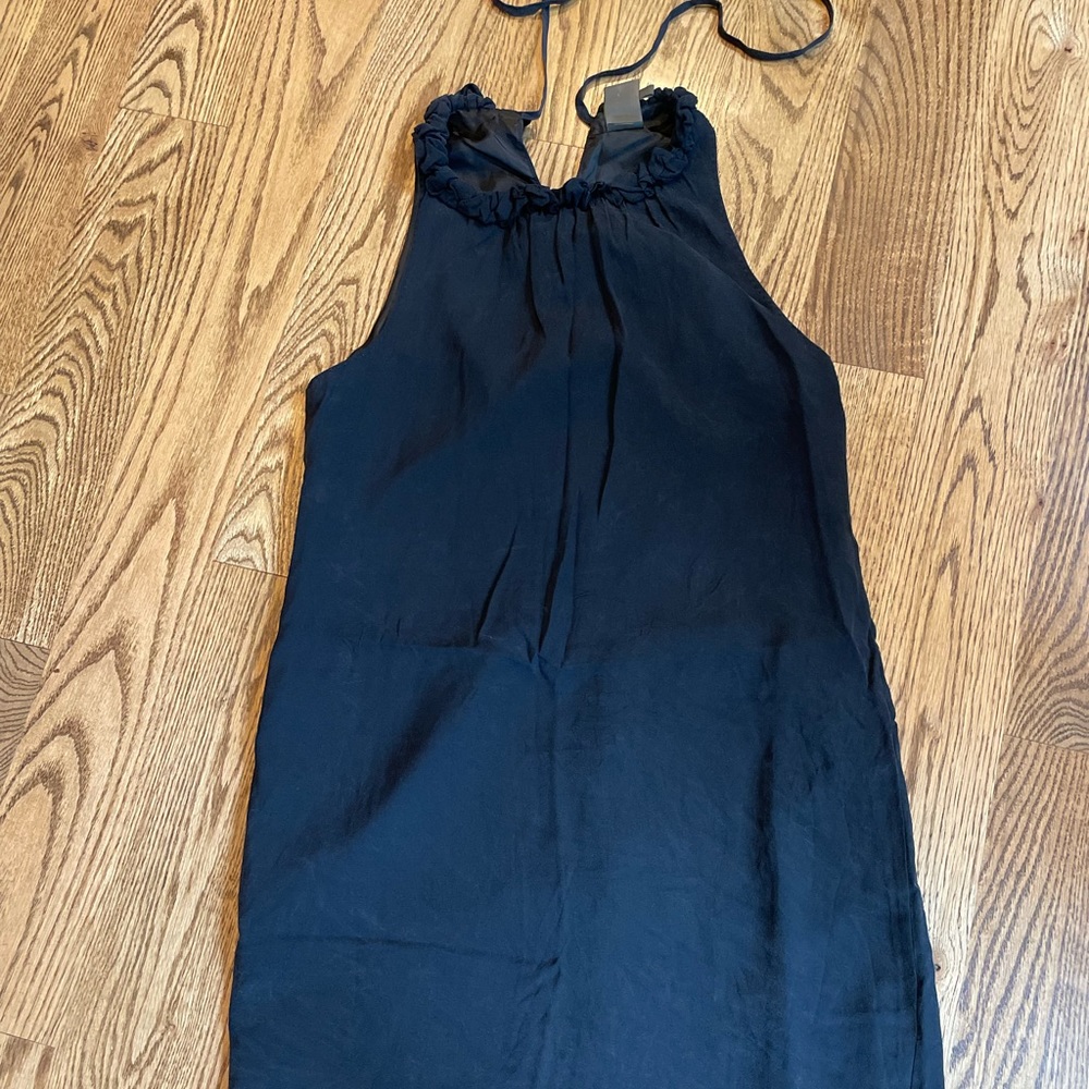 Above the knee high neck crepe dress